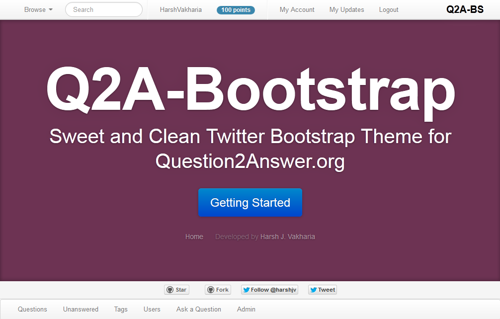 Q2A-Bootstrap Theme View by Harsh Vakharia